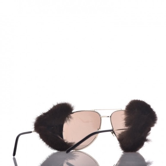 Saint Laurent Mink Fur Classic Aviator Sunglasses. NEW IN CASE - Picture 4 of 4